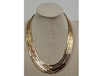 Mid Century Dior Gold Tone 5 Strand Necklace