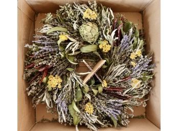 18' Dried Herb And Floral Wreath New In Box
