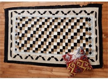 Vintage Woven Kilim Rug And Pillow, As Is