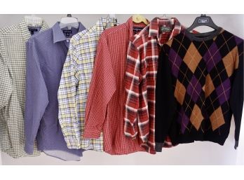 Assorted Men's Shirts Including Polo, Land's End, & Chaps With Untagged Wool Sweater