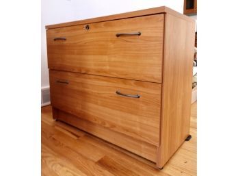 Lateral File Cabinet With Wood Grain Finish And Key