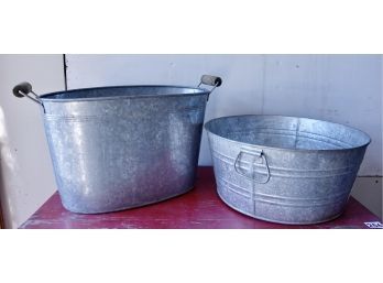 2 Galvanized Steel Buckets
