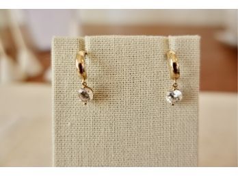 14k Gold Earrings With Faux Diamonds (likely Cubic Zirconia)