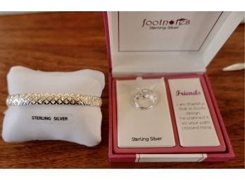 Sterling Silver Bracelet And Friendship Necklace