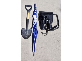 Nikon Owl II Binoculars, Shovel, And Umbrella