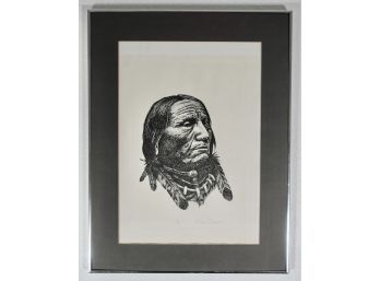 Signed Numbered Print By Dibson Of Native American, As Is