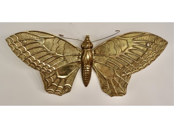 Large 17' Wide Vintage Fitz Brass Wall Butterfly