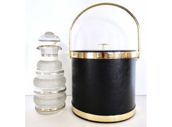 Vintage Art Deco Beehive Decanter And Ice Bucket