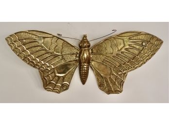 Large 17' Wide Vintage Fitz Brass Wall Butterfly