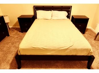 Contemporary Espresso Finish Queen Bed With Optional Mattress