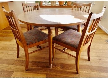 48' Oak Veneer Dining Table With 6 Chairs, As Is