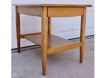 Mid Century Conant Ball Maple Side Table With Drawer