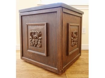 Carved Wood Cabinet With Stone Top