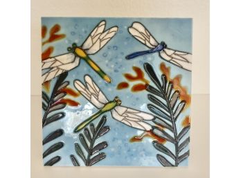 Gorgeous Decorative Tile With Dragonfly Motif