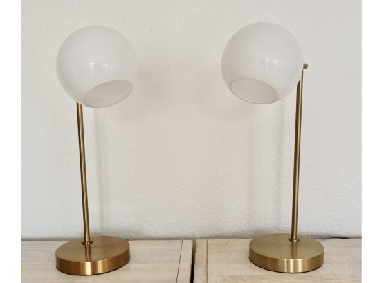 Pair Of West Elm Stagger Glass USB Table Lamps