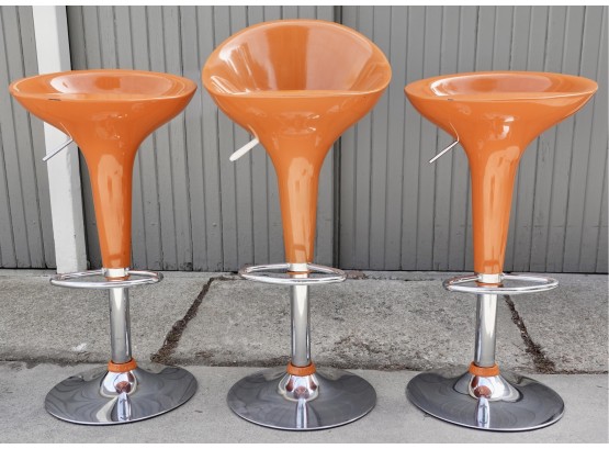 3 Orange Mod Barstools AS IS