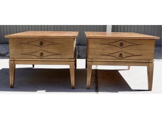Pair Of Mid Century Side Tables, As Is