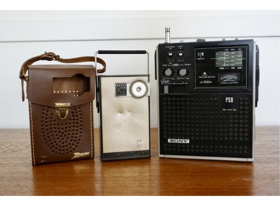 Vintage Royal 400 Transistor Radio With Case & Sony ICF-5500w Radios