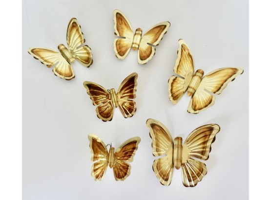 Vintage Torched Brass Wall Butterflies