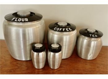 Vintage Kromex Canisters And Salt/pepper Shakers In Great Shape