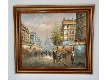 Signed, Framed Mid Century Oil Painting On Canvas