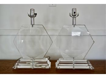 2 Vintage Hollywood Regency Glass Lamp Bases, As Is