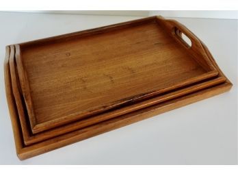 3 Vintage Winsome Wood Nesting Teak Trays