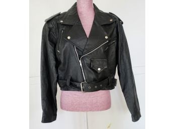 Star Cody Cropped Leather Jacket, Sz Women's Large
