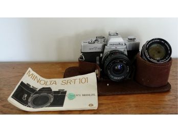 Vintage Minolta SRT 101 Camera With Instructions And Extra Lens