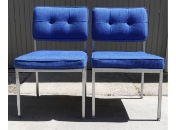 2 Vintage Shaw Walker Chairs With Blue Upholstery