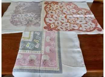 3 Very Fun Mid Century Printed Tablecloths