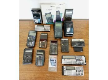 Large Collection Of Calculators, Most Have Cases