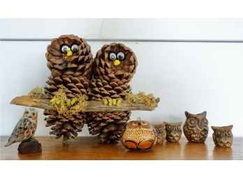 Owl Decor Including Ornament, Painted Figurine, & More