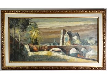 Large Scale 24' X 48' Signed Framed Mid Century Painting