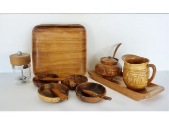 Assorted Wood Serving Pieces Including Monkeypod