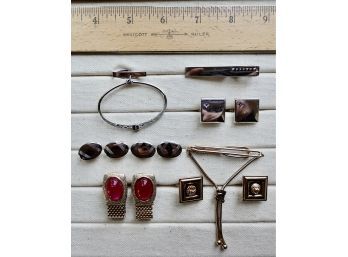 Vintage Swank Cuff Links And Tie Clasps