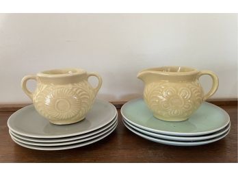 Mid Century Plates & Stoneware Cream/sugar