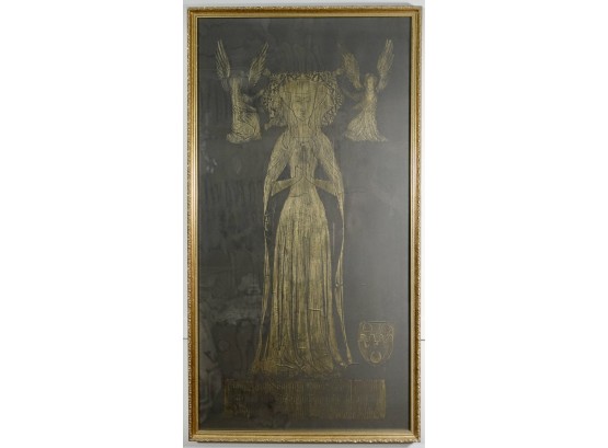 Large Framed Rubbing Of Medieval Woman
