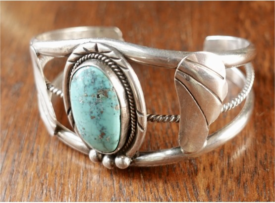 Gorgeous Vintage Sterling And Turquoise Cuff Bracelet