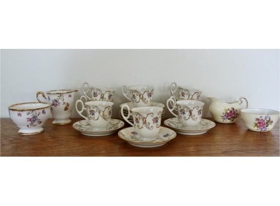 Antique Haviland China Demitasse Cups And Saucers With 2 Pairs Of Coordinating Cream/sugar Sets