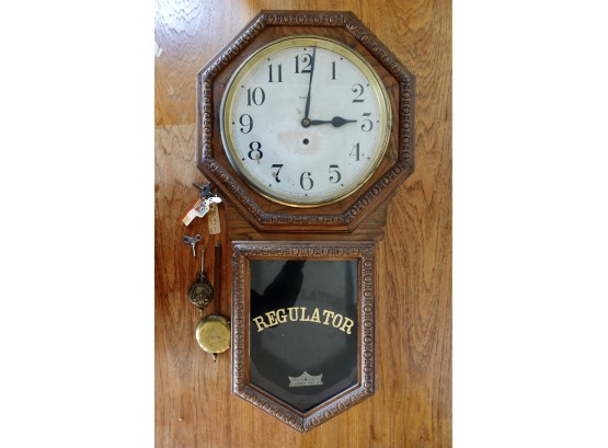 Antique Waterbury Regulator Wall Clock