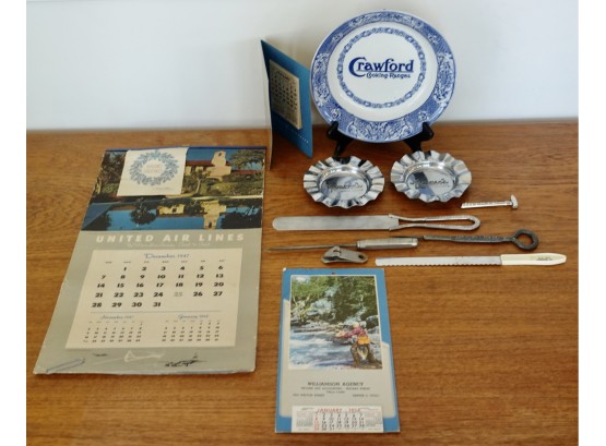 Vintage Advertising Calendars, Plate, Ashtrays, & More