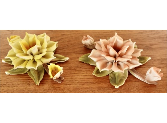 Pair Of Stunning Capodimonte Sculpted Flowers