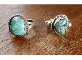 2 Sterling And Turquoise Rings