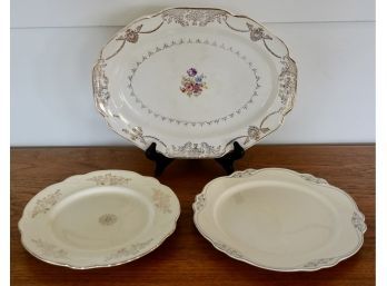 Vintage Fancy China Plates And Platter