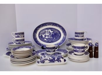 Blue Willow Pattern China From Several Makers Including Royal China & Churchill