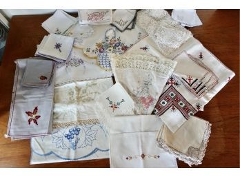 Assorted Vintage Linens Including Runners, Napkins, Table Covers, & More