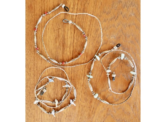 3 Native Style Eye Glass Holder Necklaces, 1 Needs Repair