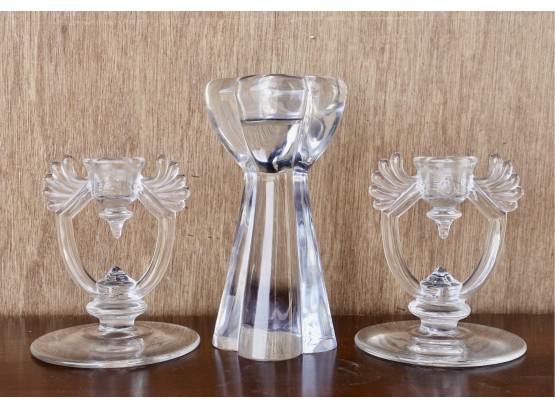 3 Candle Holders, 1 Is Baccarat Crystal
