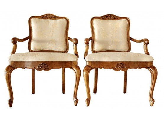 Vintage American Of Martinsville Occasional Chairs With Yellow Damask Upholstery